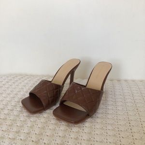 Brown quilted heels